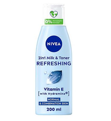 NIVEA Refreshing 2in1 Milk & Toner with Vitamin E for Normal & Combination Skin, 200ml