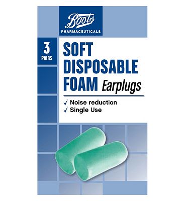 Boots Pharmaceuticals Soft Disposable Foam Earplugs - 3 Pairs with Carry Case