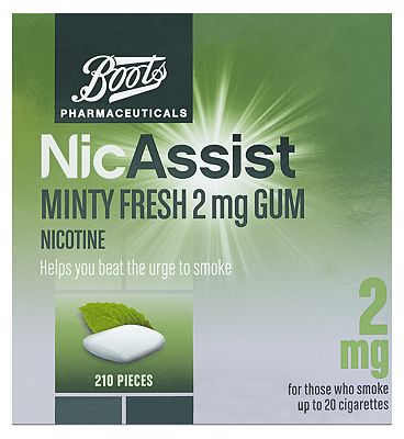 Boots Pharmaceuticals NicAssist Minty Fresh 2mg Gum Nicotine- 210 Pieces