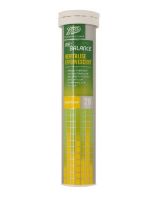 Boots Pharmaceuticals Re:Balance Revitalise</div> Effervescent Lemon Flavour Tablets