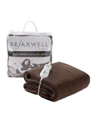 Relaxwell Luxury Heated Chocolate-Coloured Throw 