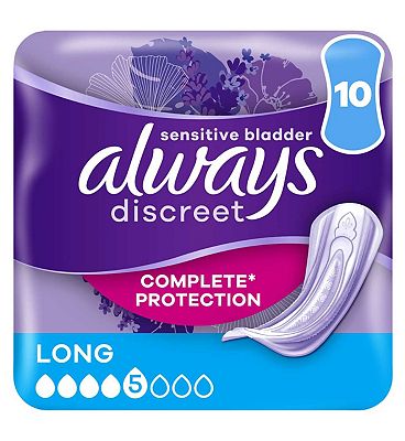 Always Discreet Long Incontinence Pads 10 pack