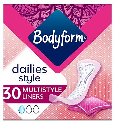 Bodyform Multistyle CurveFit Absorption Single Wrapped Liner 30ct Bodyform Multistyle CurveFit Absorption Single Wrapped Liner 30ct