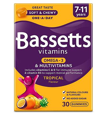 Bassetts Multivitamins Tropical Flavour Soft & Chewies 7-11 Years - 30 at Boots the Chemist Bassetts Multivitamins Tropical Flavour Soft & Chewies 7-11 Years - 30.