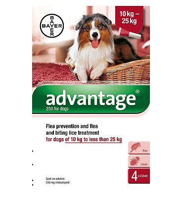 Advantage flea prevention and flea and biting lice treatment for dogs of 10 kg to less than 25 kg Review