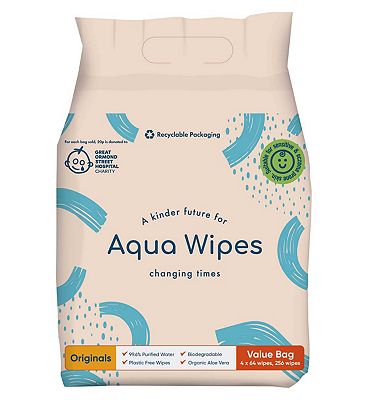 Aqua Wipes, 4 x 64 pack = 256 wipes