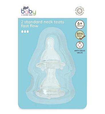 Boots Baby Standard Neck Fast Teat 2 Pack