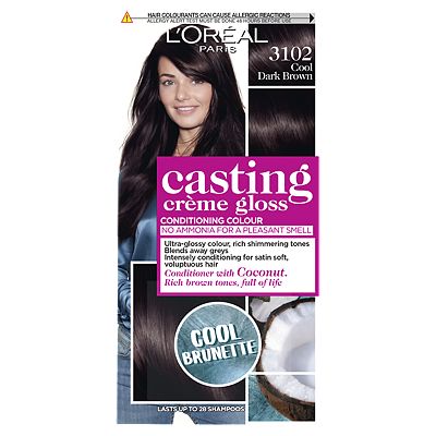L’Oreal Paris Casting Creme Gloss Semi-Permanent Hair Dye, Brown Hair Dye 3102 Cool Dark Brown