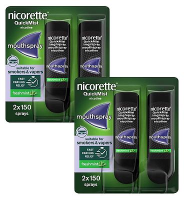 Nicorette 8 Week Bundle: Nicorette QuickMist 1mg/spray Mouthspray 4 x 150 Sprays