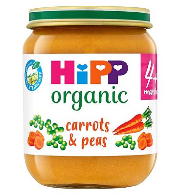 HiPP Organic Carrots & Peas Baby Food Jar 4+ Months 125g