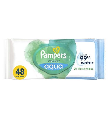 Pampers Harmonie Aqua Baby Wipes Plastic Free 48s
