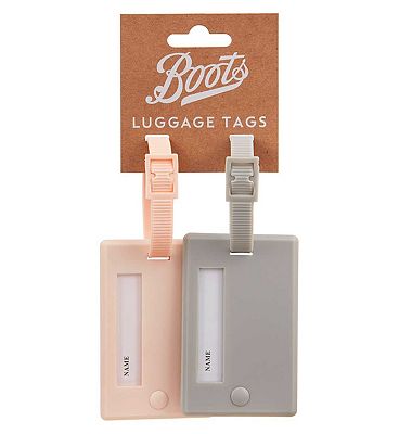 Boots Luggage Tags- Pink & Grey