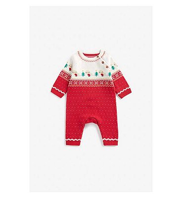 Mothercare Festive Fair Isle Knitted All In One 3 - 6 Months