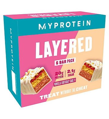 Myprotein Vanilla Birthday Cake Layered Bar 60g - 6 Bars