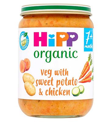HiPP Organic Veg With Sweet Potato & Chicken Baby Food Jar 7+ Months 190g