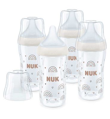 NUK Perfect Match silicone bottle 260ml 3+ months - 4PK Rainbow