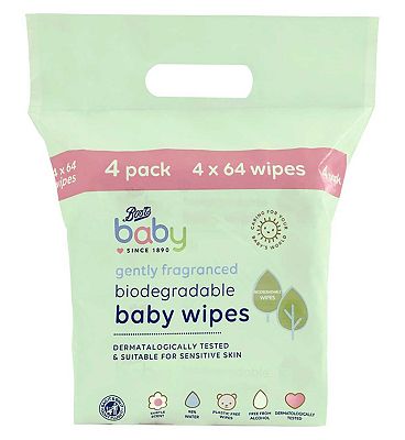 Boots Baby biodegradable fragranced wipes 64s 4s