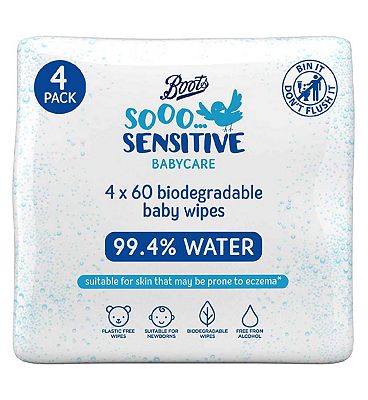 Boots Baby soo sensitive water wipes 60s 4s