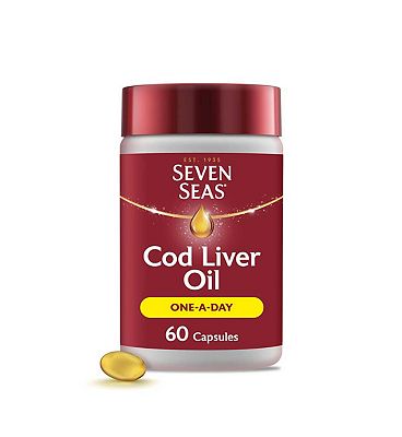 Seven Seas Cod Liver Oil One-A-Day Omega-3 Fish Oil & Vitamin D 60 Capsules