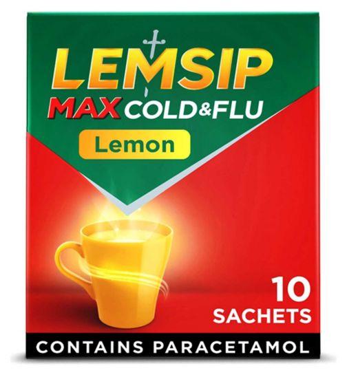 Lemsip Max Cold & Flu Lemon Sachets - Paracetamol 10 Sachets