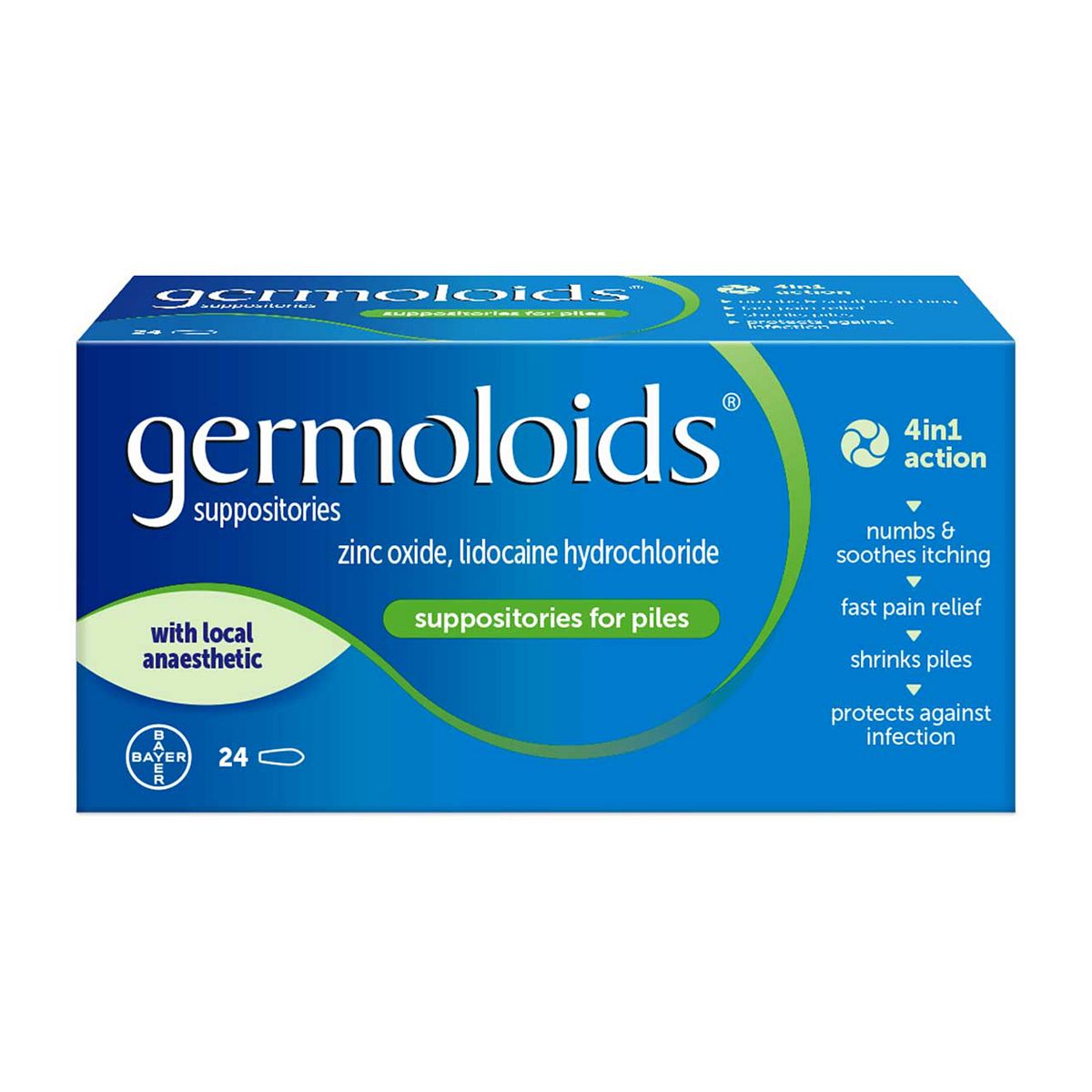 Germoloids - Hemorrhoid Suppositories - 24 Count