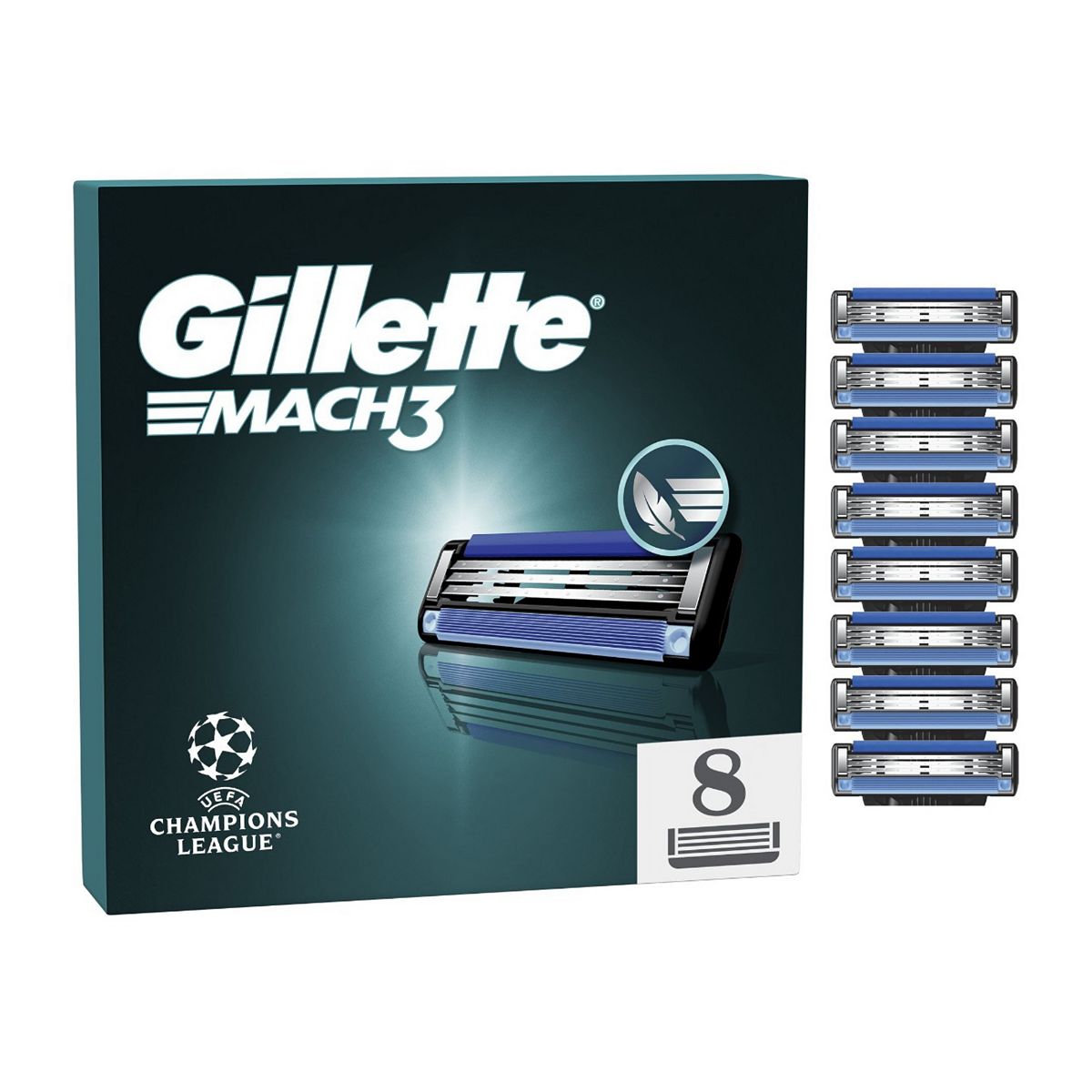 Gillette Mach3 Razor Refills For Men, 8 Blade Refills, Pack