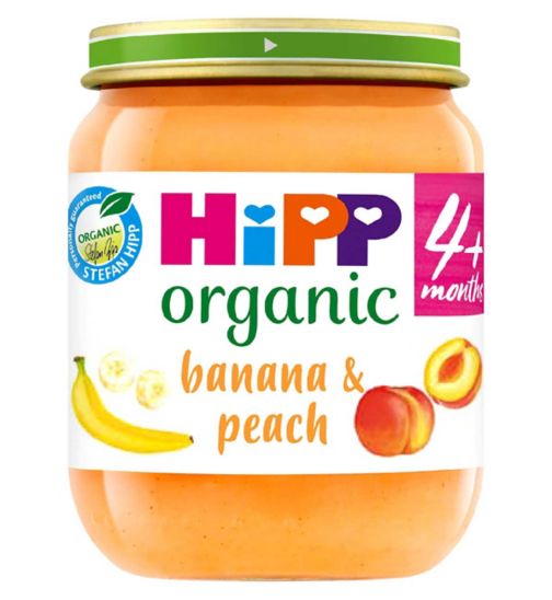 HiPP Organic Banana and Peach Baby Food Jar 4+ Months 125g