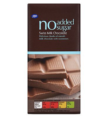 Boots No Added Sugar Swiss Milk Chocolate - 100g