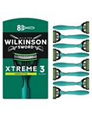 Wilkinson Sword Xtreme 3 Sensitive Men's Disposable Razors x 8, Men's razor for Sensitive Skin