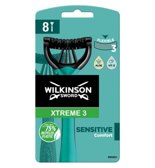 Wilkinson Sword Xtreme 3 Sensitive Men's Disposable Razors x8           