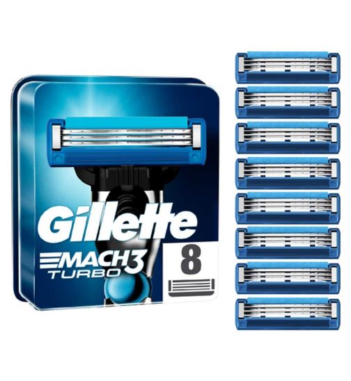 Gillette Mach3 Turbo Men’s Razor Blade Refills, 8 Pack