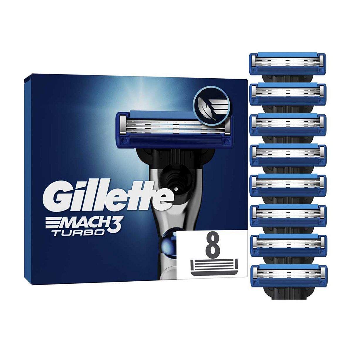 Gillette Mach3 Turbo Men's Razor Blade Refills, 8 Pack