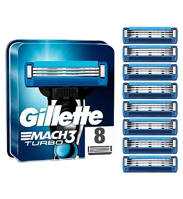 Gillette Mach3 Turbo Mens Razor Blade Refills, 8 Pack
