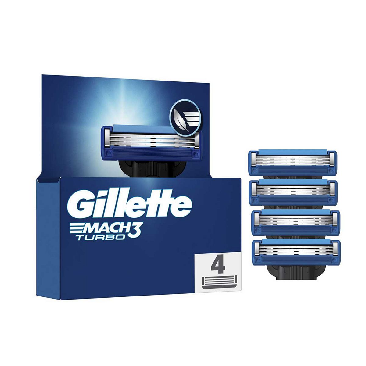 Gillette Mach3 Turbo Razor Refills For Men, 4 Blade Br/>
