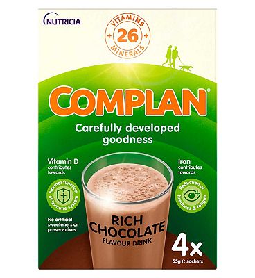 Complan nutritious vitamin-rich drink - chocolate  4 x 55g