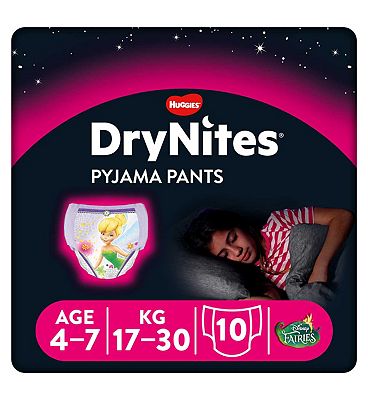 Huggies DryNites Pyjama Bed Wetting Pants Girls 4-7 Years - 10 Pants