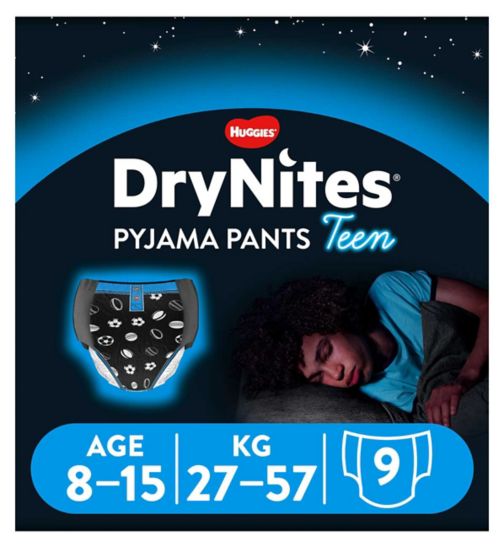 Huggies DryNites Pyjama Bed Wetting Pants Boys 8-15 Years - 9 Pants - Boots