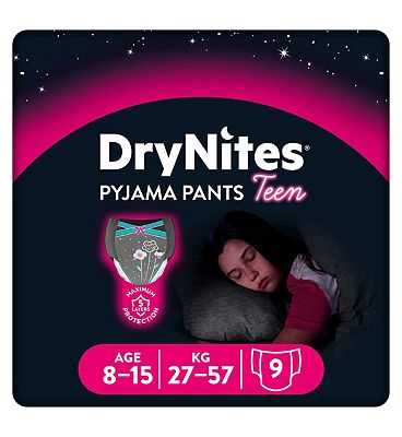 Huggies DryNites Pyjama Bed Wetting Pants Girls, 9 Pants, 8-15 Years