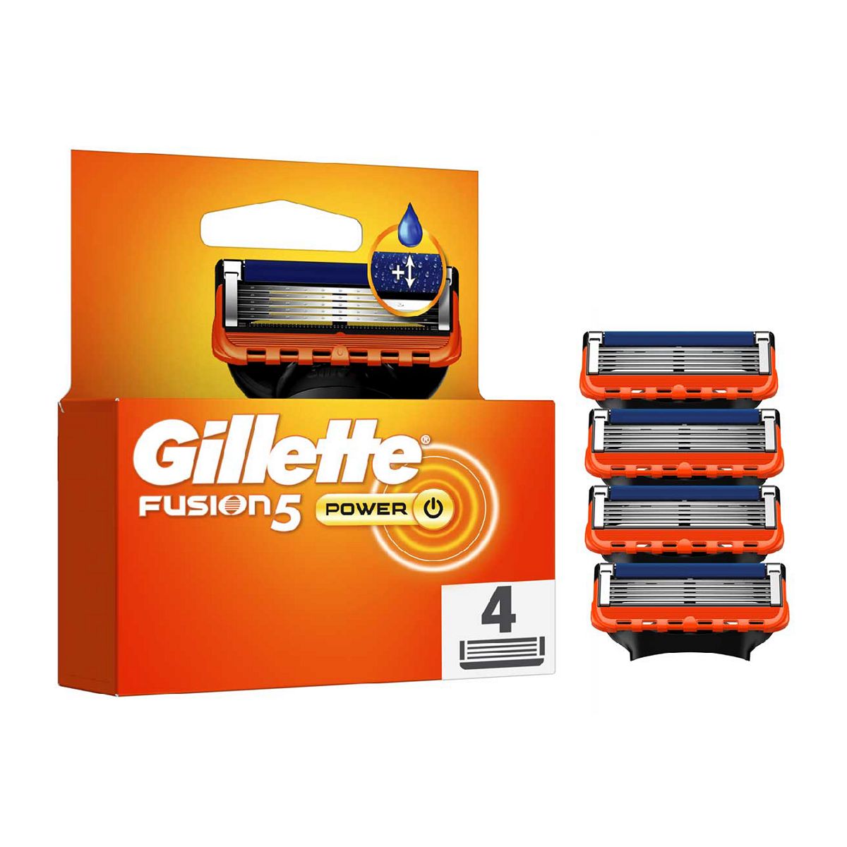 Gillette Fusion5 Power Razor Refills For Men, 4 Blade Refills, Pack