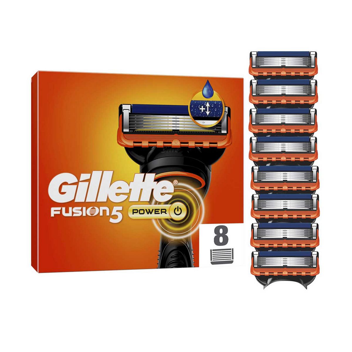 Gillette Fusion5 Power Razor Refill For Men, 8 Blade Refills Br/>