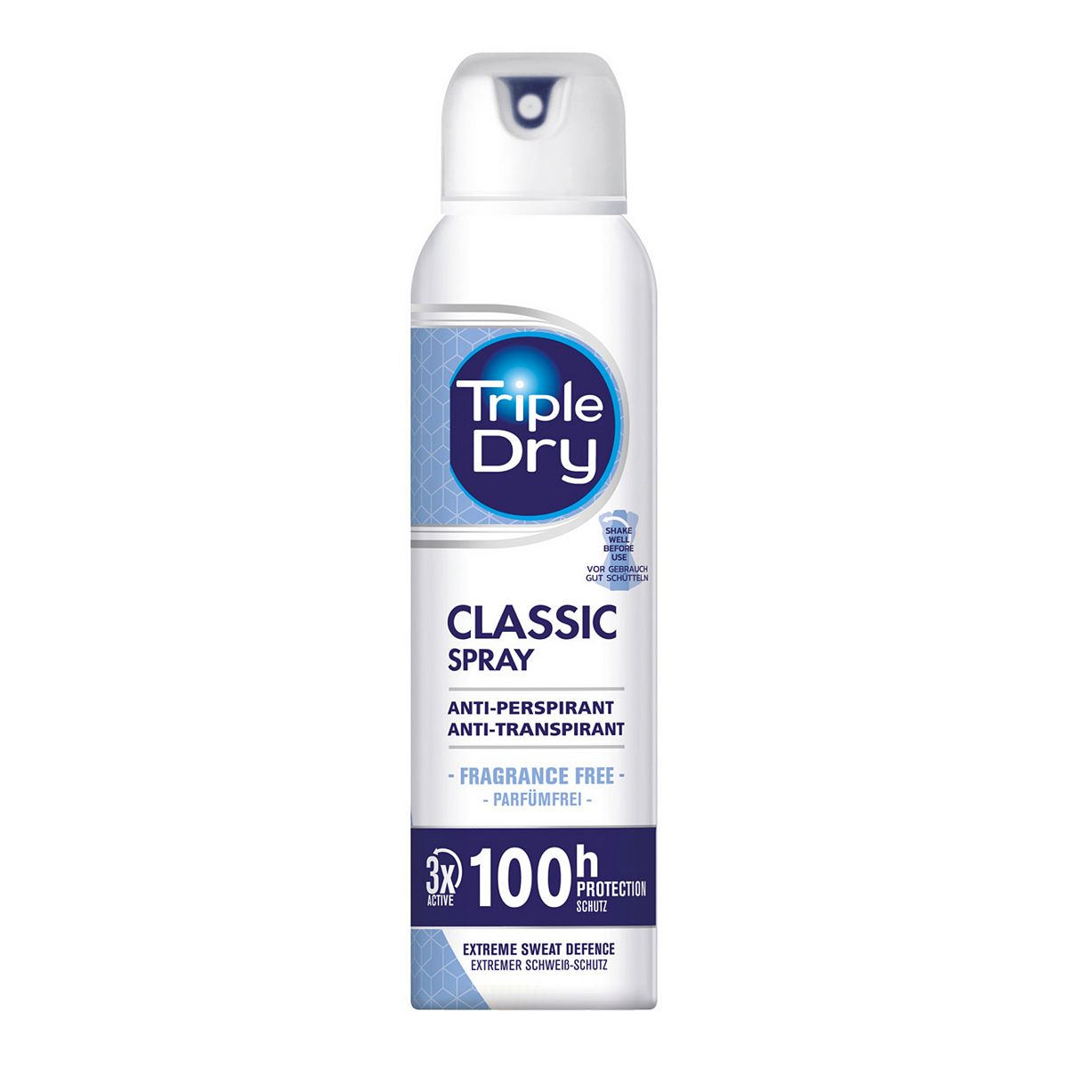 Triple Dry Classic Fragrance-Free Anti-Perspirant Spray 100-Hours 150Ml