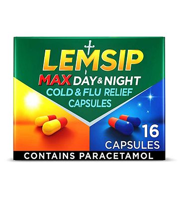 Lemsip Max Day and Night Cold and Flu Relief Capsules - 2 x 8 Capsules