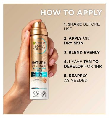 Garnier Ambre Solaire Natural Bronzer Quick Drying Dark Self Tan Face Mist 75ml (2)