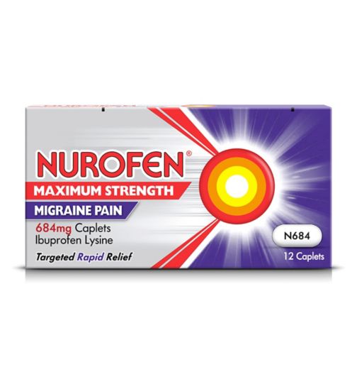 Nurofen Maximum Strength Migraine Pain 684mg Caplets - 12 Caplets