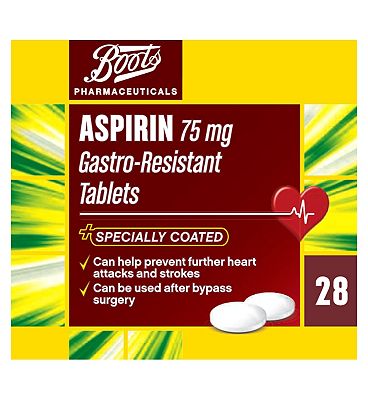Boots Aspirin 75mg Gastro-Resistant Tablets - 28