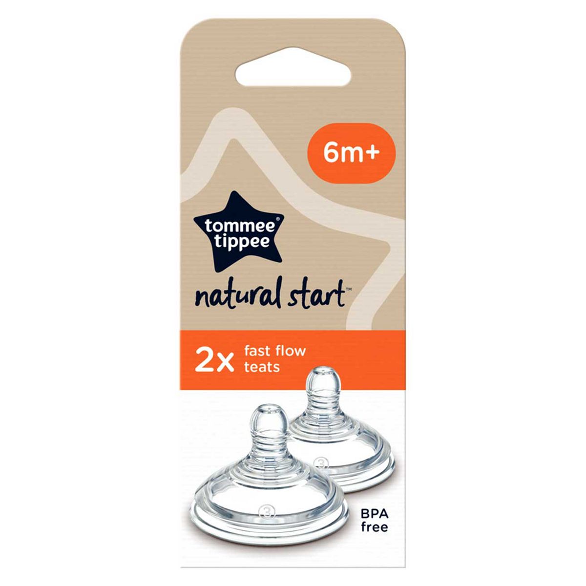 Tommee Tippee Br/> Natural Start Wide Latch Flex & Stretch Teats In Fast Flow, 2 Pack