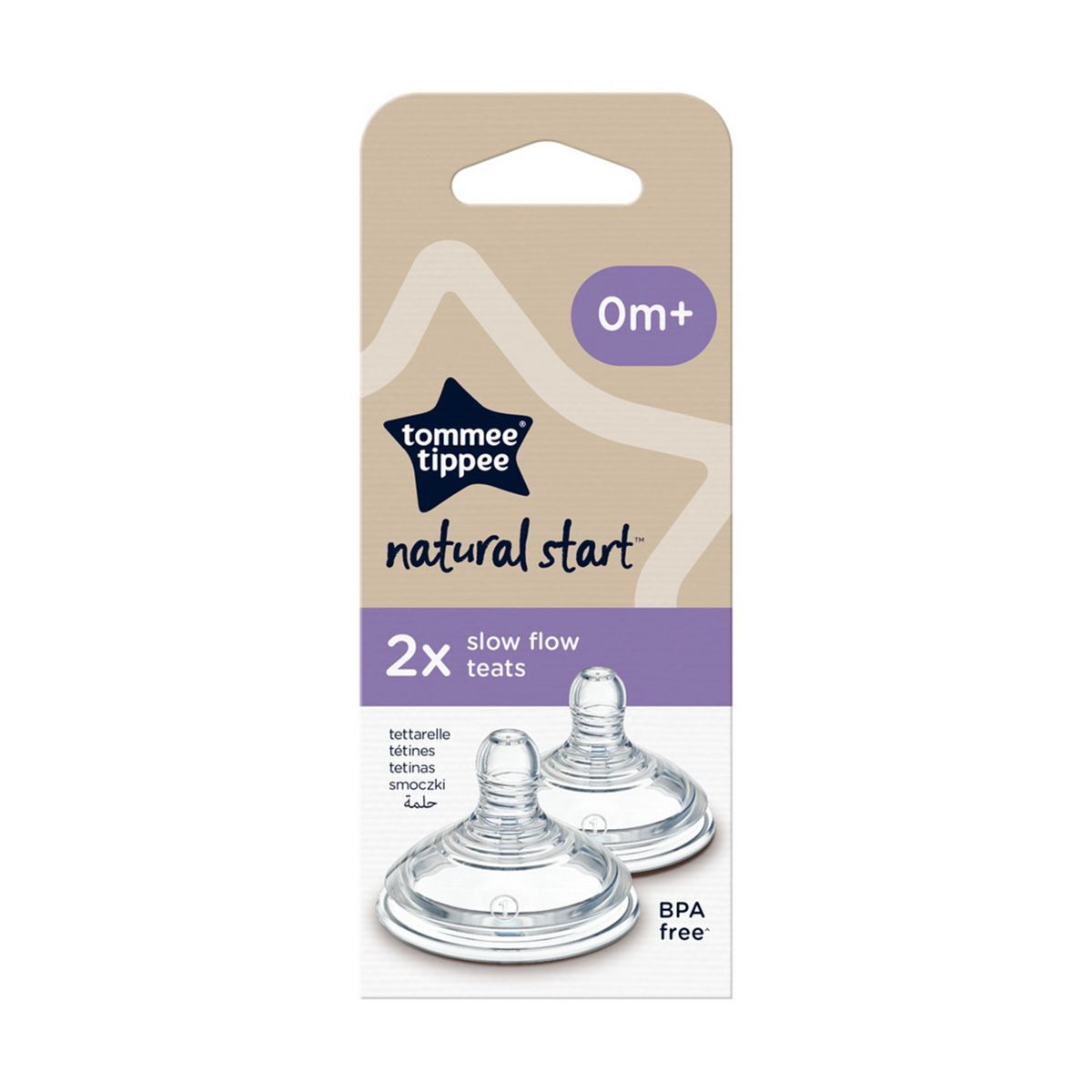Tommee Tippee Natural Start 2X Baby Bottle Teats Slow Flow 0 Plus Months