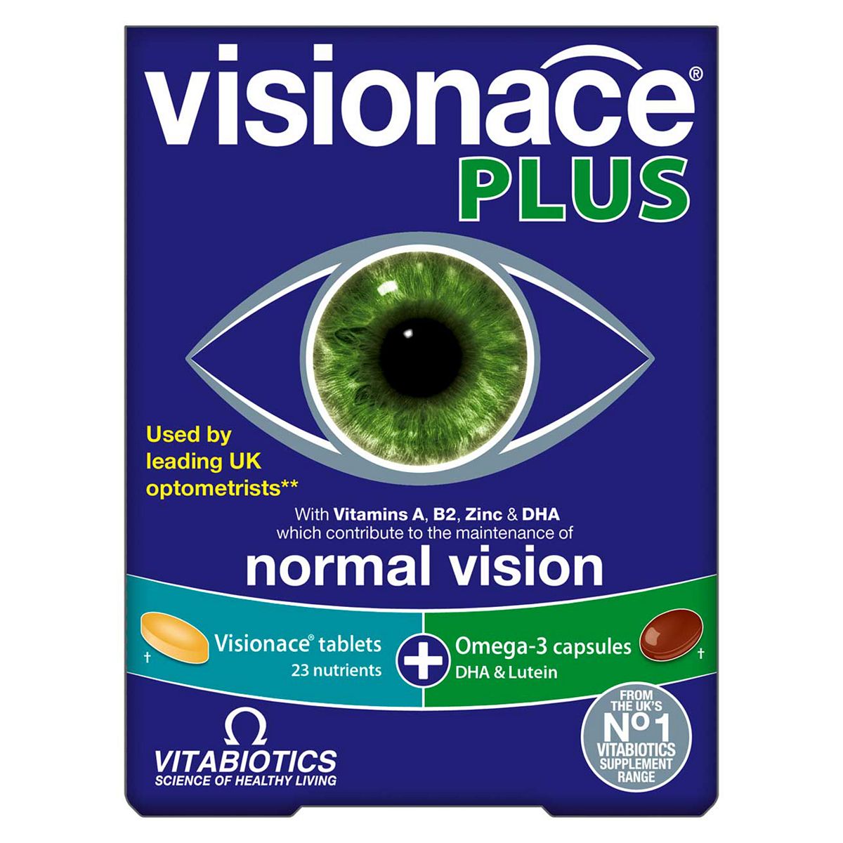 Visionace Vitabiotics Plus Omega-3 - 56 Tablets, 28 Caps Tabs