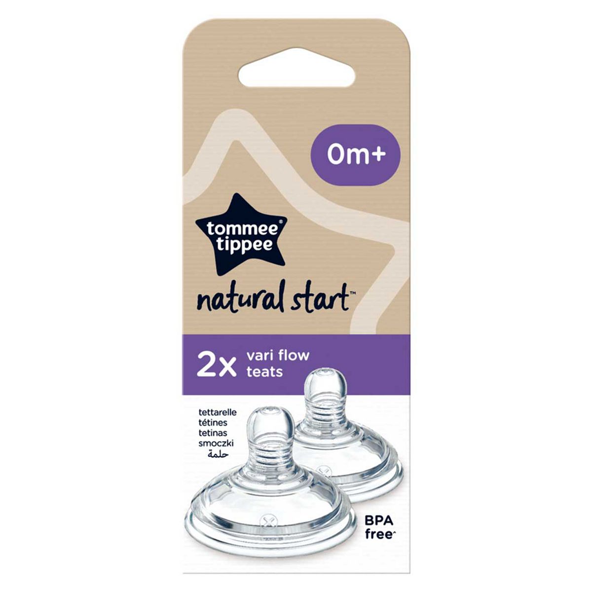 Tommee Tippee Br/> Natural Start Wide Latch Flex & Stretch Teats In Vari Flow, 2 Pack