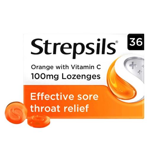 Strepsils Orange with Vitamin C (100mg) Lozenges - 36 Lozenges
